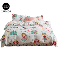 ed lumos children bedding sets 4 pieces princess cartoon duvet cover flat sheets and pillowcase for bed single size cotton