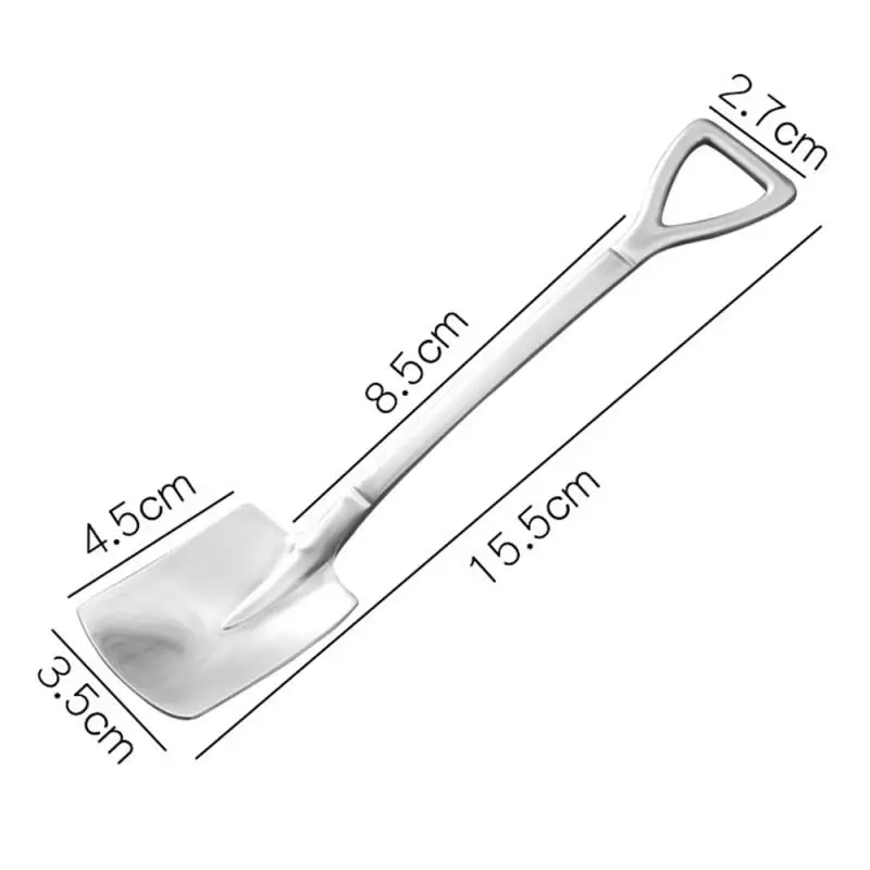 

304 Stainless Steel Iron Shovel Spoon Coffee Spoon Engineering Shovel Retro Cute Square Head Spoon For Home Kitchen Tableware