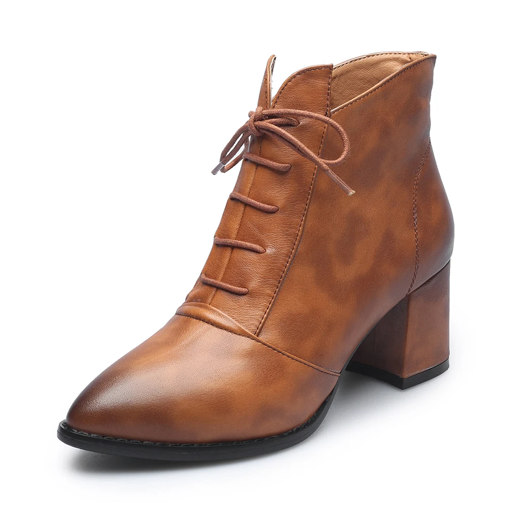 Женские ботильоны из коровьей кожи BESCONE модные разноцветные на квадратном