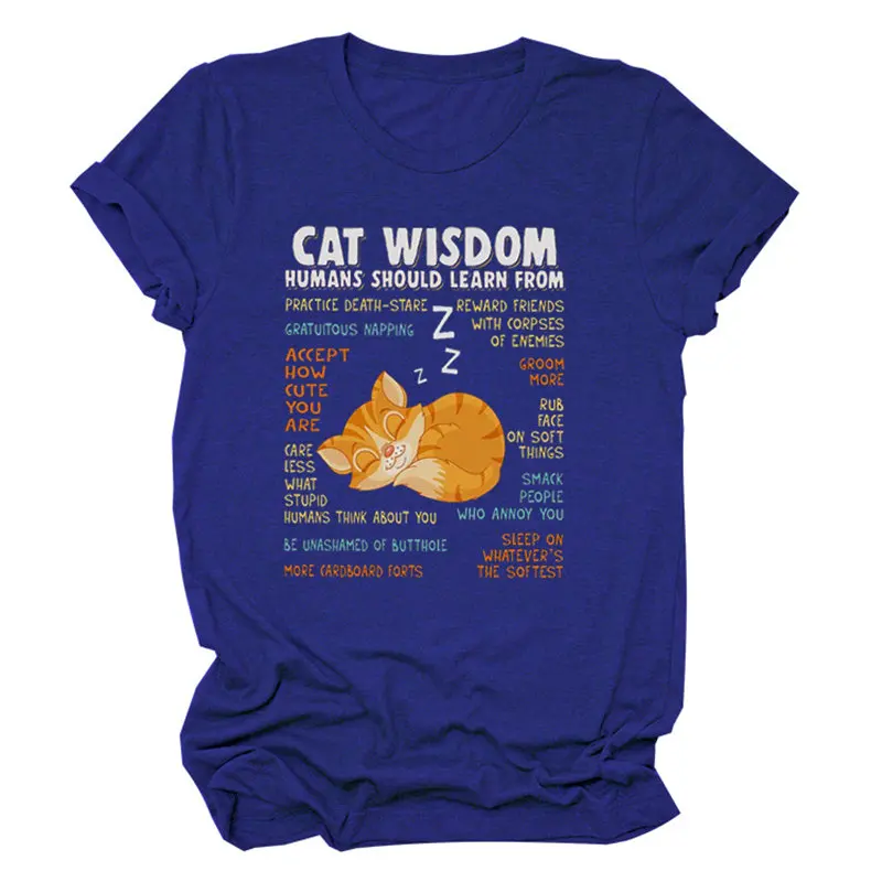 

Women Cute Cat Tee Soft Aesthetic Short Sleeve Hipster Top Casual Floral Graphics Letters Streetwear Slogan Summer T-Shirt