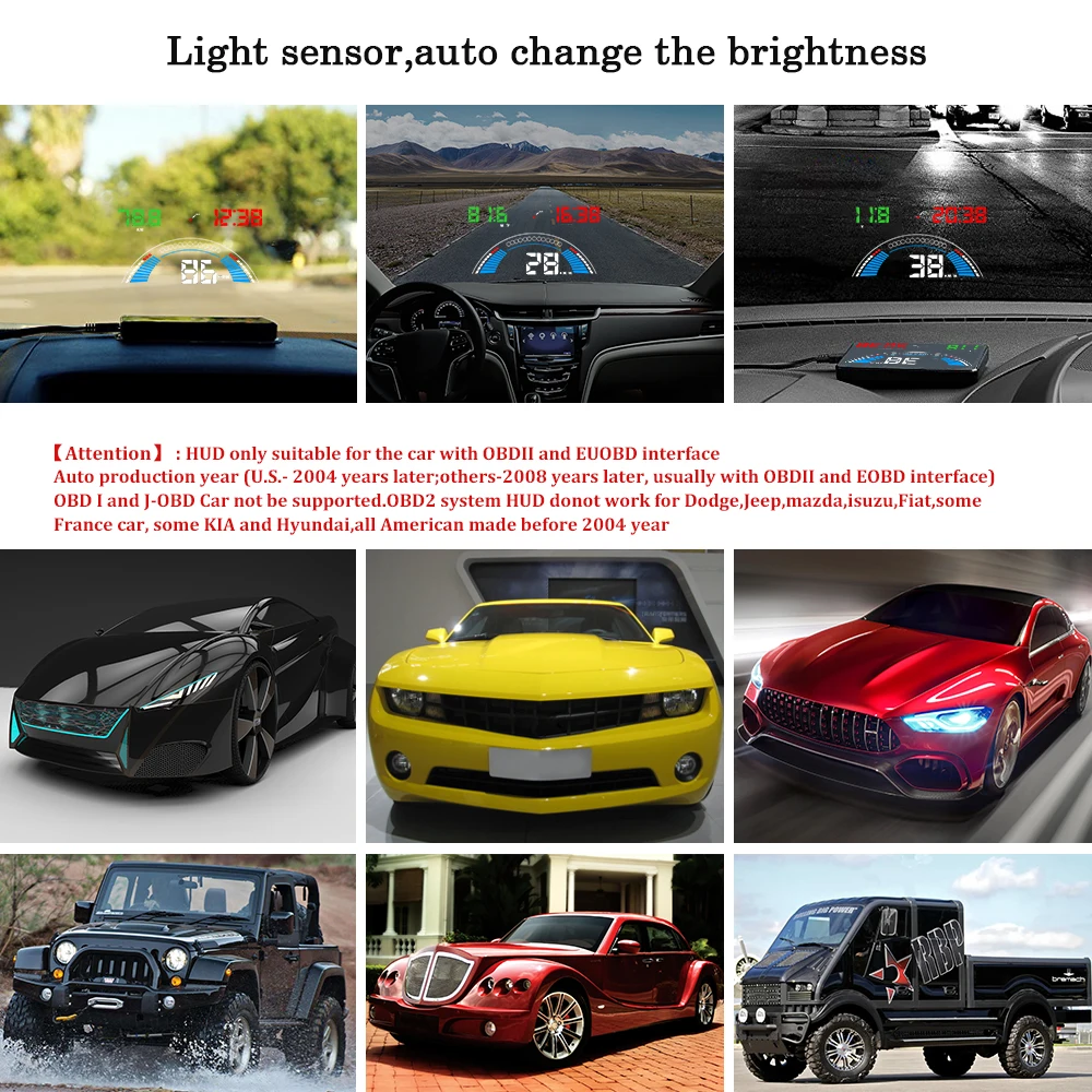 

Car Speed Projector 2 Mode HUD Head Up Car Projector Styling Reader Speed Car Fuel Parameter Display Gps Speedometer Etc