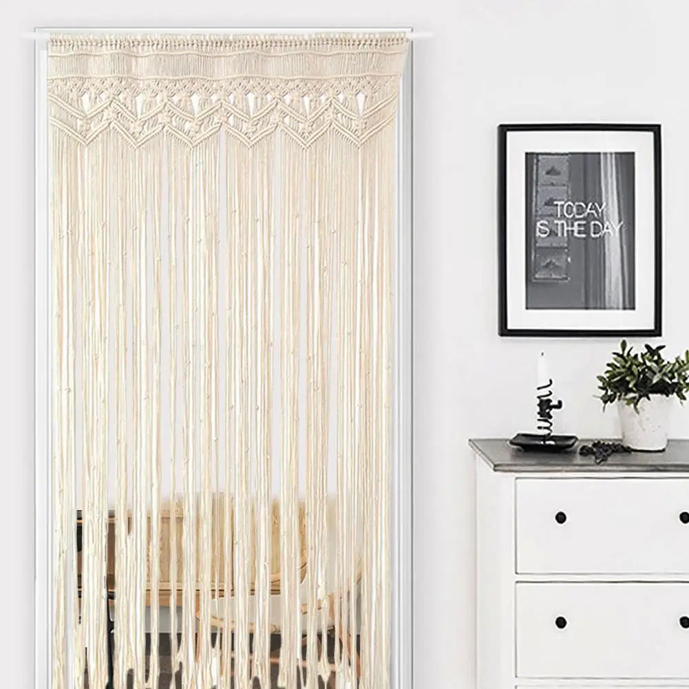 

DIY Boho Rustic Wedding Macrame Curtains Wall Photo Backdrop Handmade Cotton Summer Wedding Engagement Party Decoration