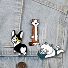 Эмалированные броши в форме кота собаки тигра с мультяшными звездами, джинсовая рубашка, симпатичная брошь, металлические пуговицы, значки, ювелирные изделия, лучший друг, подарки