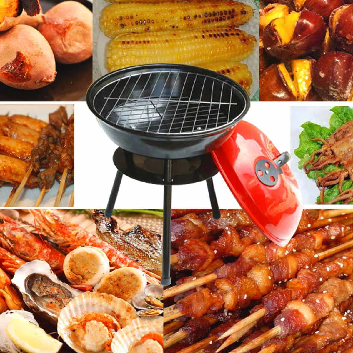 Угольный гриль для барбекю 14 дюймов домашняя угольная плита с вентиляционным