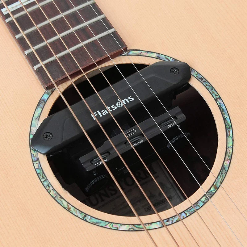 

Flatsons FR2 Resonance Pickup Acoustic Guitar Pickup with Delay Reverb Chorus Effect Pedal Controls for Acoustic Guitar Multi-Fu