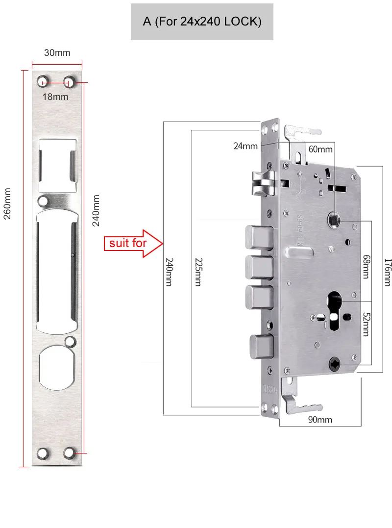 

Направляющая дверного замка из нержавеющей стали
