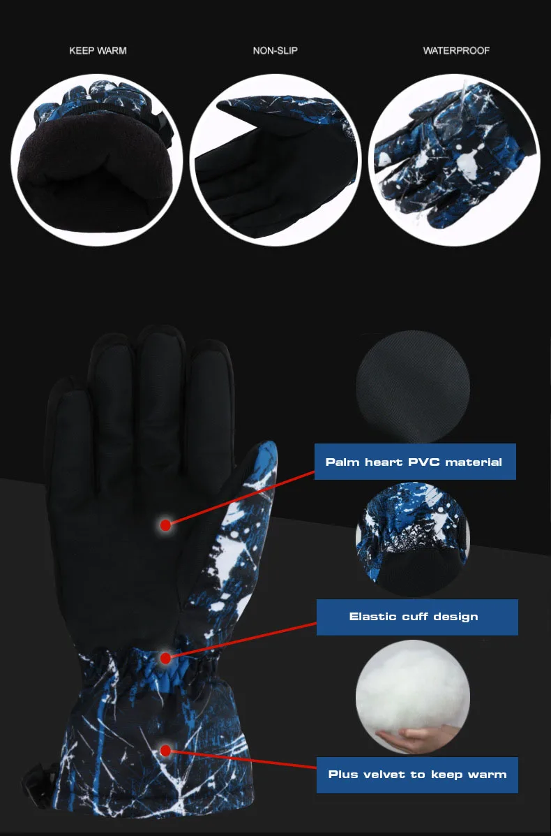 Зимние теплые лыжные перчатки для сноуборда мужчин и женщин детские спортивные