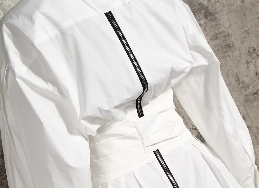 

DEAT 2021 new autumn winter fashion women clothes turn-down collar full sleeves waist belt sashes shirt female two pieces SH750