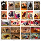 Потрепанная шикарная тарелка в виде пещеры снега, винтажные наклейки на стену в виде быка и воина, металлические жестяные знаки, декоративное кольцо для снега, декоративные таблички