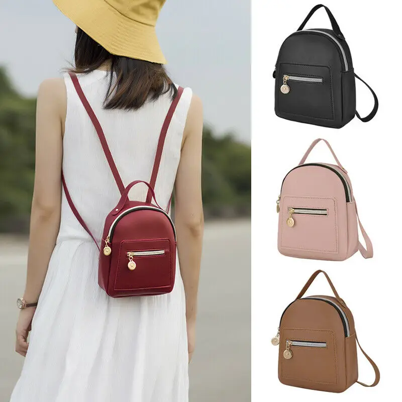 

Mini Backpack Women PU Leather Shoulder Bag For Teenage Girls Kids Multi-Function Small Bagpack Female Ladies School Backpack