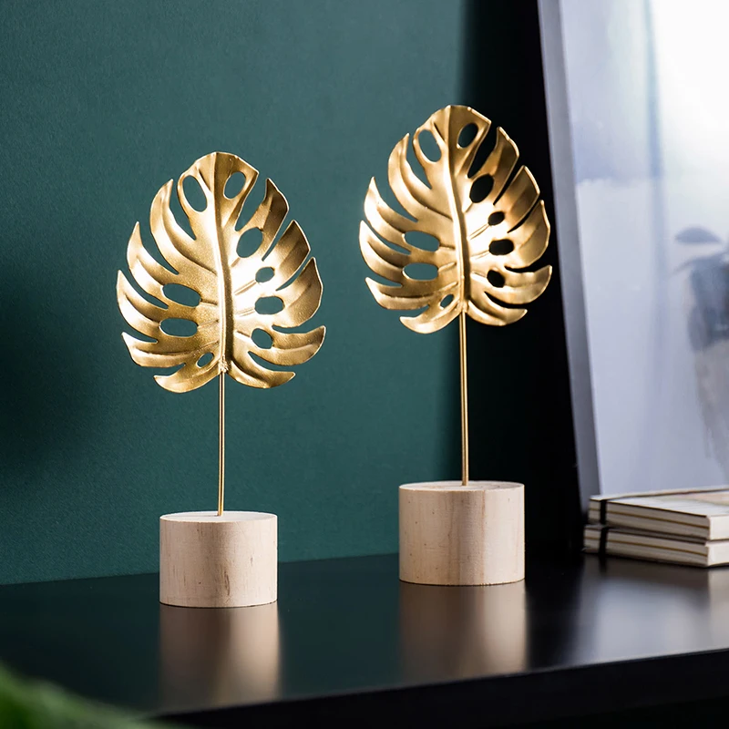 Uropean Железный художественный Золотой пальмовый лист миниатюрные креативные