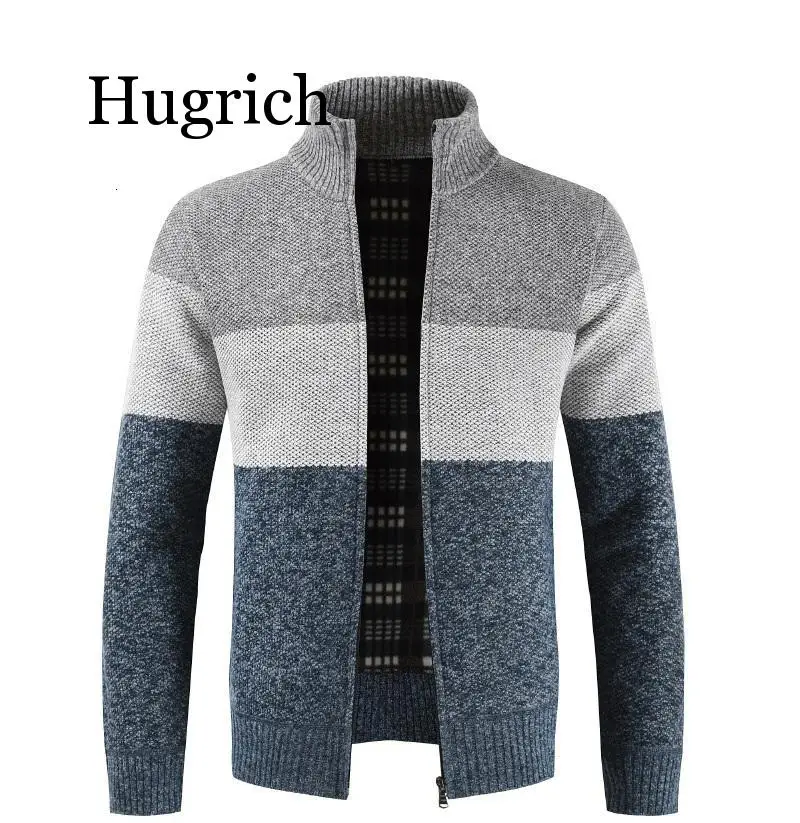 Мужской вязаный кардиган в полоску Повседневный шерстяной джемпер с карманами