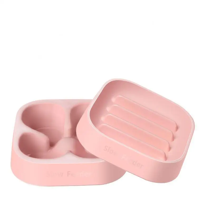 

2021 New Pet Dog Double Bowls Slow Food Bowl Resin Cat Double Layer Bowl Pet Product PP Food Storage Plastic Universal