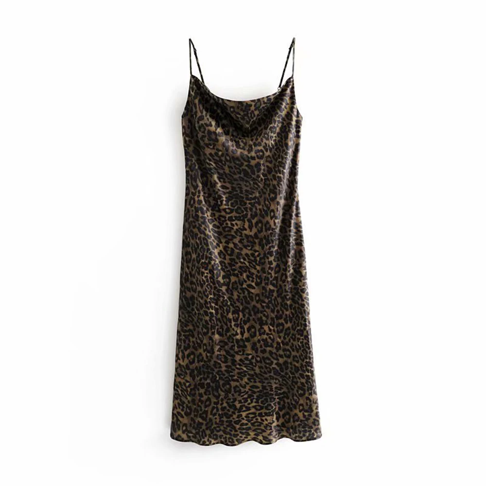 Женское платье с драпировкой ZA леопардовое регулируемым ремешком и