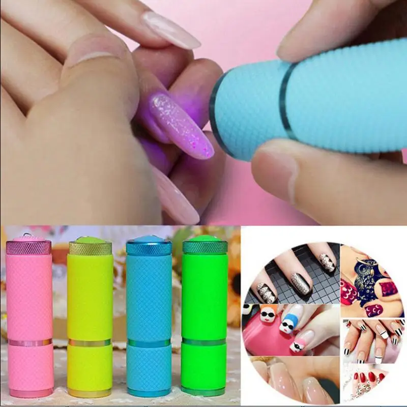 

9 LED Aluminum UV Gel Curing Lamp Portability Nail Dryer LED Flashlight Currency Detector Nail Art Tool