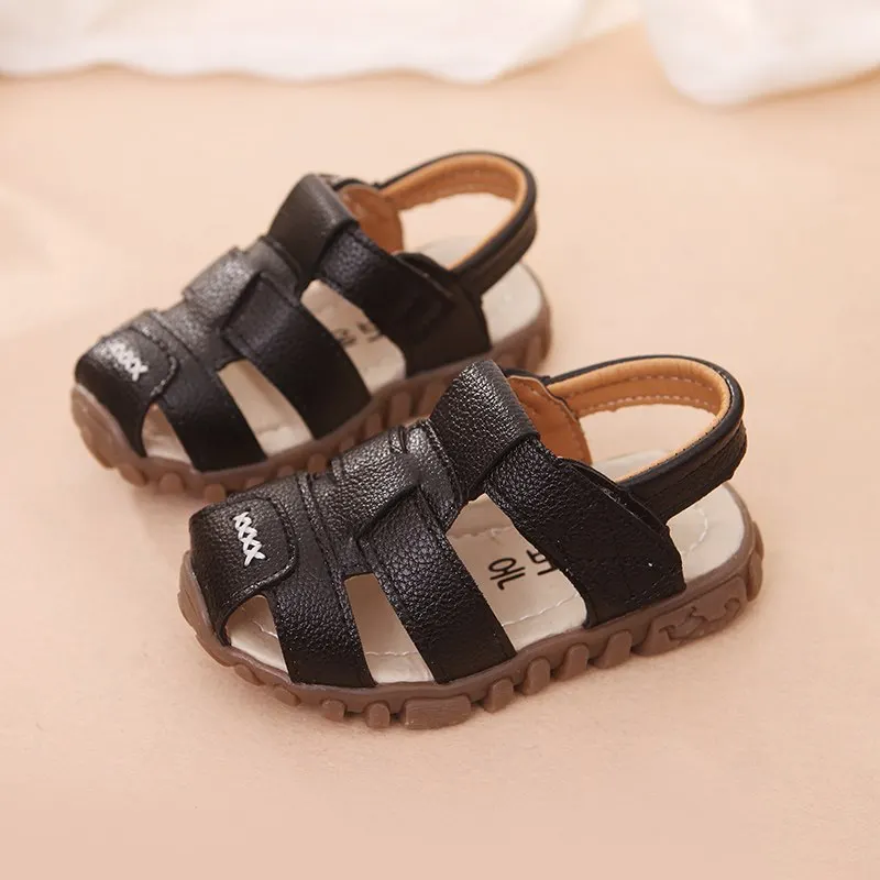 

Summer Baby Boy Shoes Kids Beach Sandals For Boys Soft Leather Bottom Non-Slip Closed Toe Safty Shoes Children Shoes