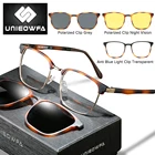 Мужские солнцезащитные очки с ночным видением, большие квадратные поляризационные очки с 3 магнитными зажимами