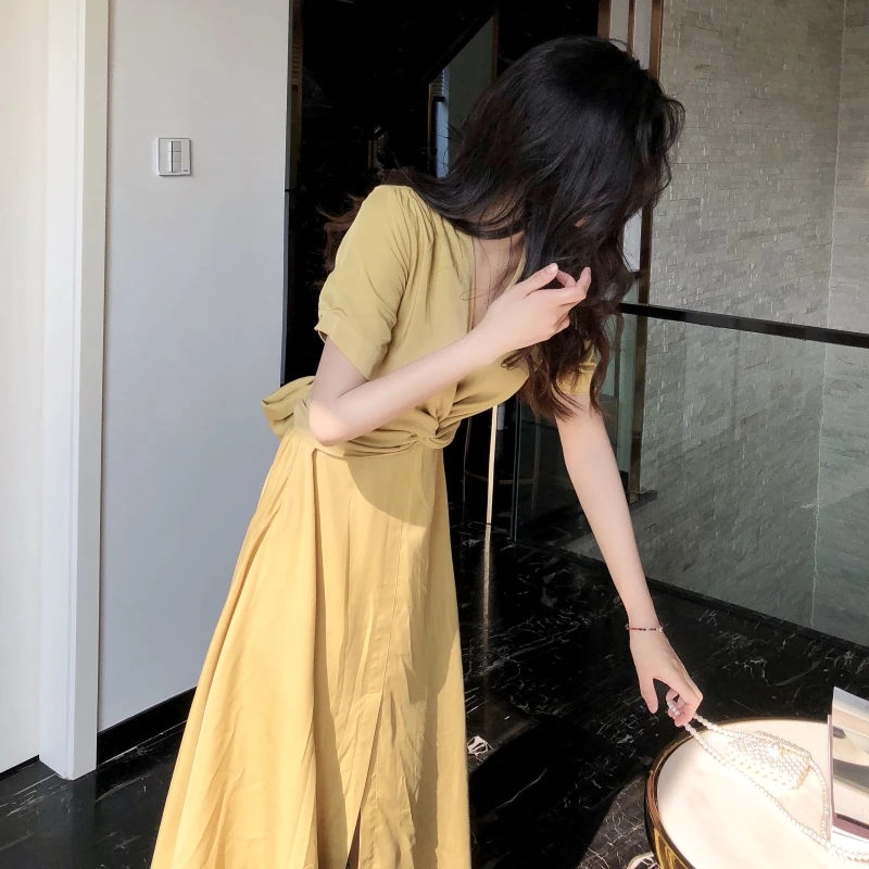 Платье JuneLove женское длинное с коротким рукавом винтажное ДРАПИРОВАННОЕ