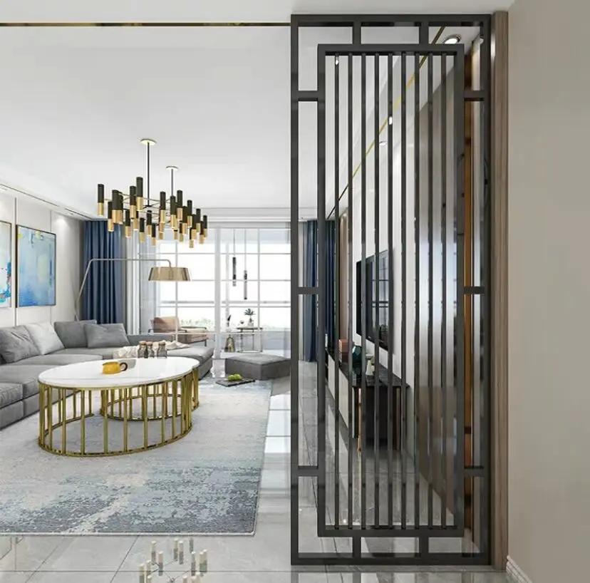 

ChinaFurniture Stainless Steel Screen Art Light Luxury Metal Products Hotel Club Living Room Partition Wall