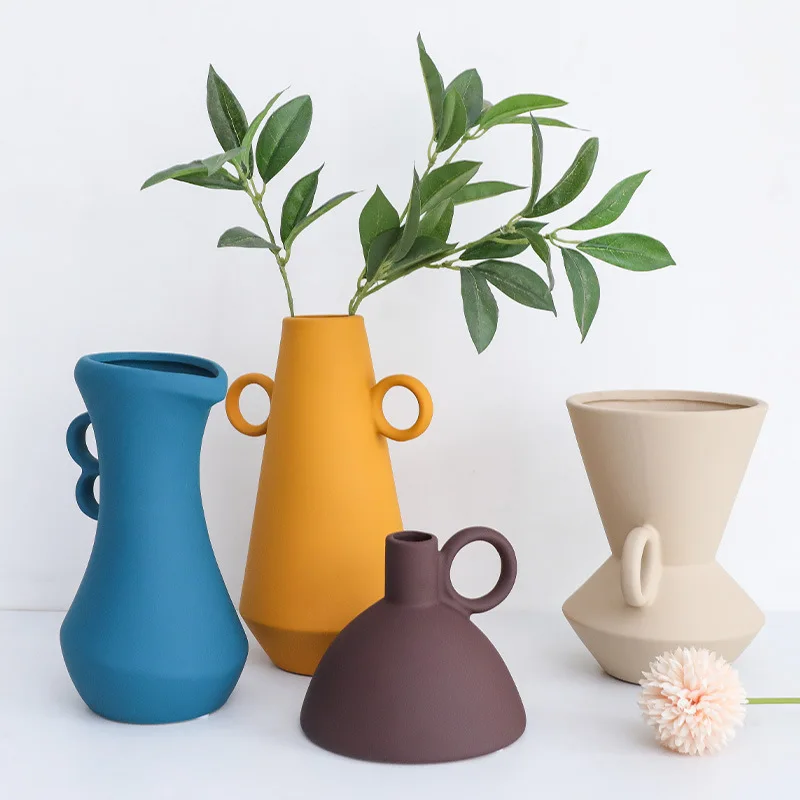 

Nordic INS Morandi Ceramic Vase Living Room Flower Arrangement Container Interial Home Decoration Accessories Office Desk