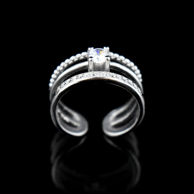 LYNNE Jewelry Fashion 925 Sterling Silver AAA Zircon Multilayer Rings Resizable 3 Layer Rhinestone CZ Rock Ring Women Fine Gift | Украшения