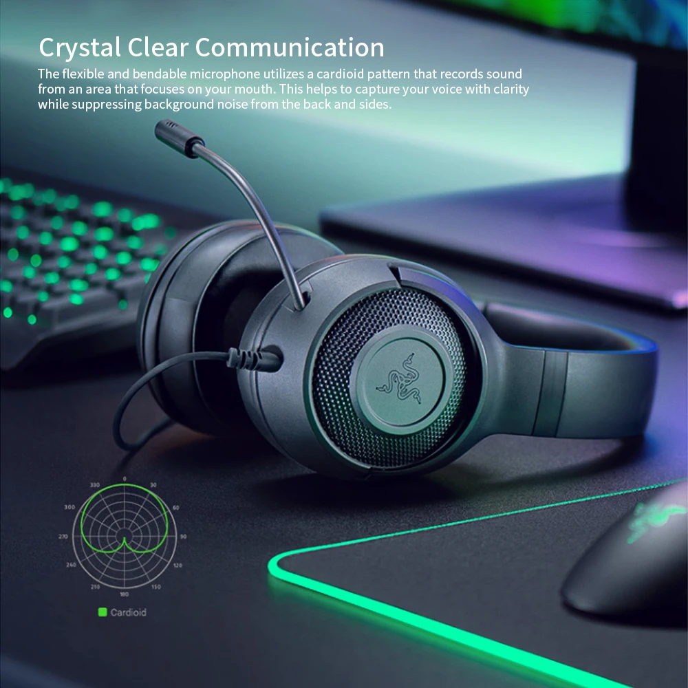 Игровая гарнитура Razer Kraken X-Mercury 7 1 с объемным звуком и гибким кардиоидным