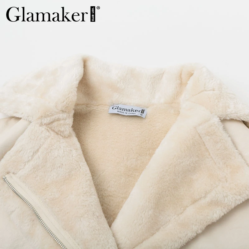 Glamaker/пальто из искусственного меха, овечья кожа, женская верхняя одежда, удобная повседневная теплая куртка с карманами, плюшевый мех, женская зимняя куртка с подкладкой, куртка в русском стиле