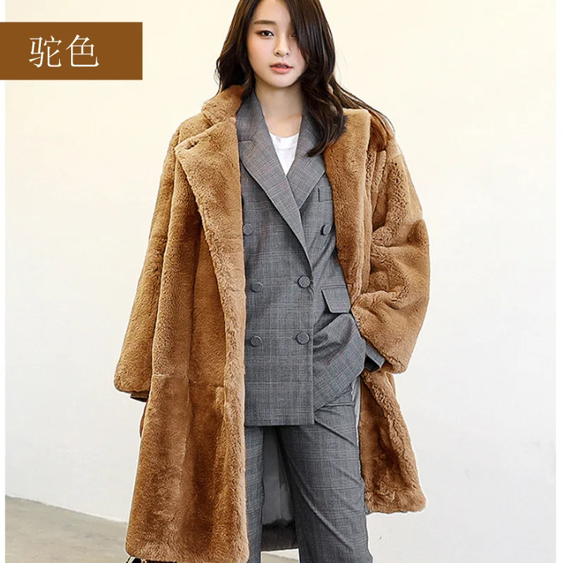 Зимнее пальто из искусственного меха длинная свободная плюшевая куртка
