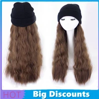 fashion long curly hats wig 2 in 1 synthetic wave knitted girl women keeping warm party decoration beauty caps hats for women