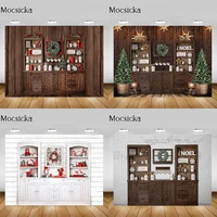mocsicka wood backdrop christmas cupboard family portrait photography background child birthday photocall for photo studio props
