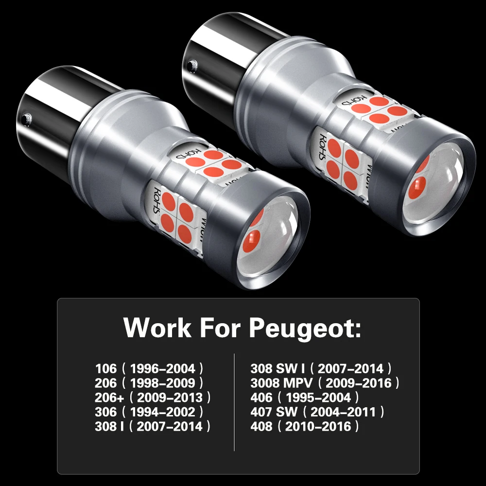 Лампа светодиодная стоп светильник P21/5W 1157 BAY15D Canbus для Peugeot 106 206 306 308 SW 3008 MPV 406 407 408
