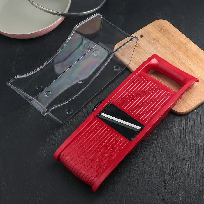 Тёрка с лотком Vegan 6 насадок овощечистка металлическая цвет красный | Дом и сад