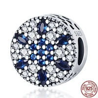 hot sale 925 sterling silver blue zircon round bead magic eye charm beads fit original pandora bracelet pendant necklace jewelry