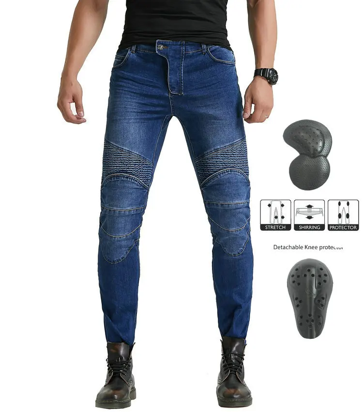 Мужские прямые джинсы рыцаря для мотогонок износостойкие брюки эластичные