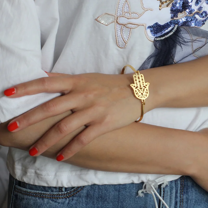 Женский и мужской любовный браслет Hapiship золотистого цвета из нержавеющей стали в