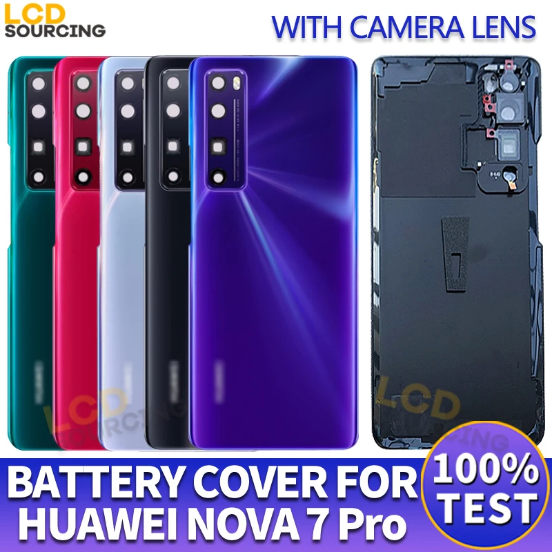 

Крышка батарейного отсека 6,57 дюйма для Huawei Nova 7 pro, Крышка батарейного отсека, задняя крышка корпуса для Huawei Nova 7 pro, крышка с заменой объектива