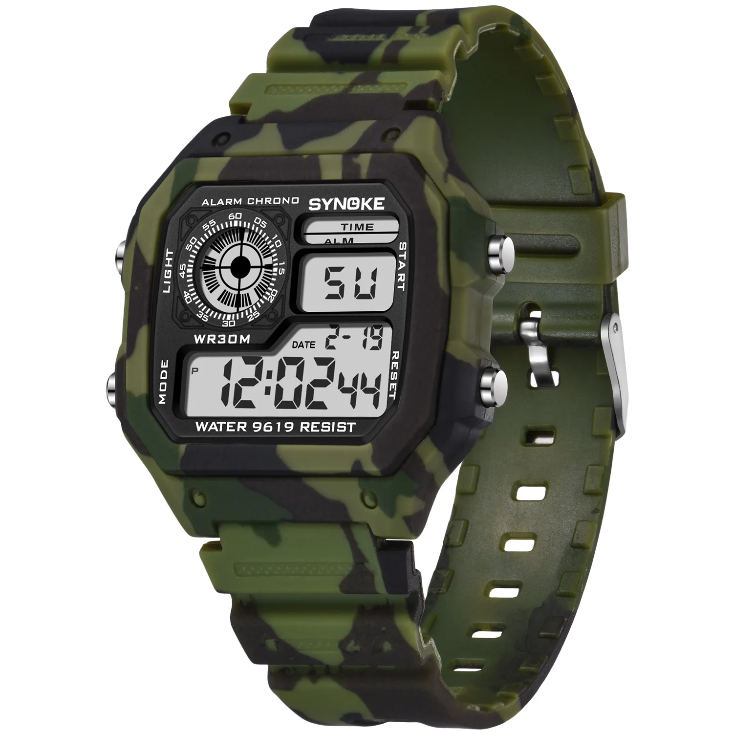 SYNOKE Children Digital Watches Sports Camouflage Military Stop Colorful Luminous Display Waterproof Kids | Наручные часы