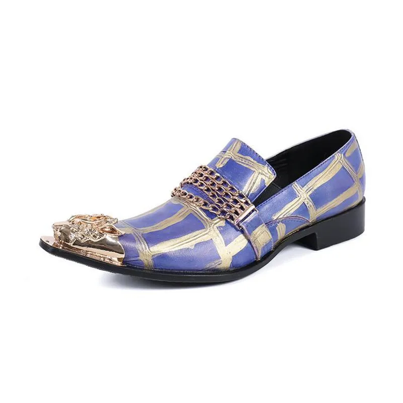 

Мужские классические туфли из натуральной кожи, синие офисные оксфорды средней высоты, элегантные мужские слипоны, деловая обувь, роскошны...