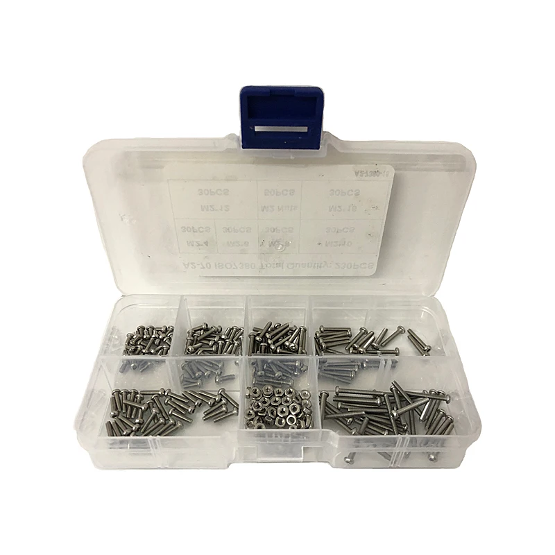 

230pcs M2 Hex Socket Screws Stainless Steel Hex Socket Button Head Screw Bolts Nuts Assortment Kit With Plastic Box