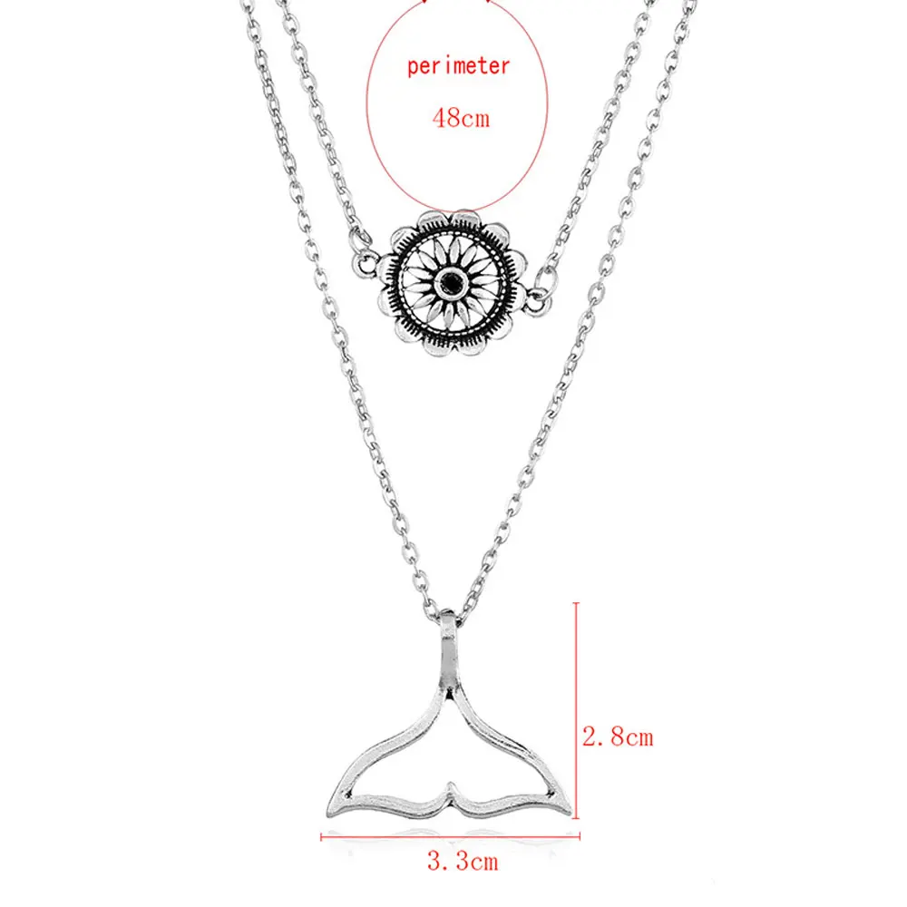 L.Mirror 1 шт женский кулон Двухслойное ожерелье чокер рыбий хвост Подсолнух цепочка