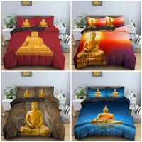 golden buddha statue bedding set mysterious style duvet cover bedclothes single twin double king size home textile 23pcs