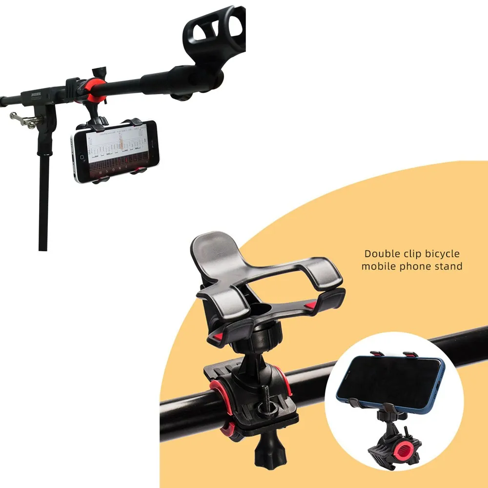 universal microphone mic stand 360 degree rotating bicycle motor bike phone holder for smart phones bass guitar accessories free global shipping