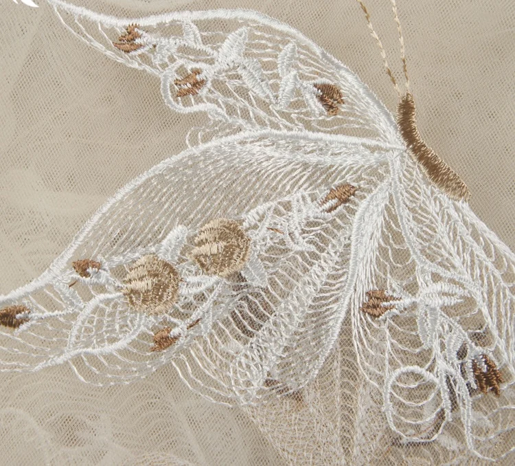 

Silver Embroidered Tulle Lace Fabric Lace Fabric With Beautiful Butterflies Ivory Tulle Bridal Baby Dress Lace Fabric