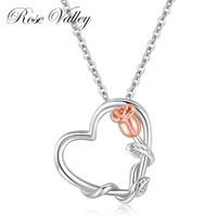 rose valley rose flower pendant necklace for women heart pendants fashion jewelry girls gifts rsn015