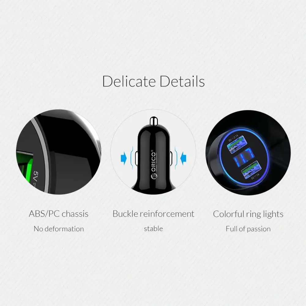 Умное автомобильное зарядное устройство ORICO с ЖК-экраном адаптер быстрой зарядки