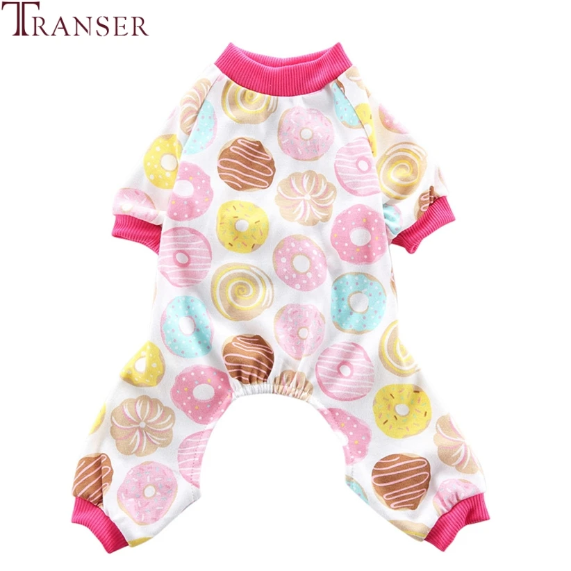 Transer принт пончиков Розовая Одежда для собаки хлопковый женский комбинезон