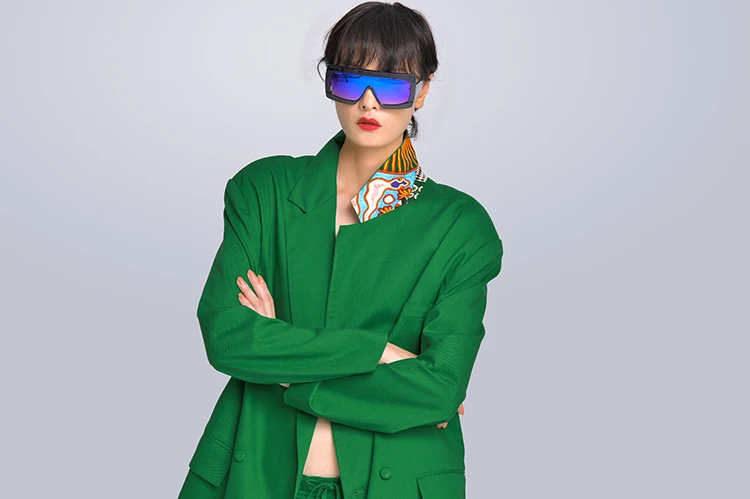 MISHOW Milan Fashion Week весна/лето комплект из двух предметов женский однобортный зеленый пиджак с отложным воротником Длинные брюки Look-8