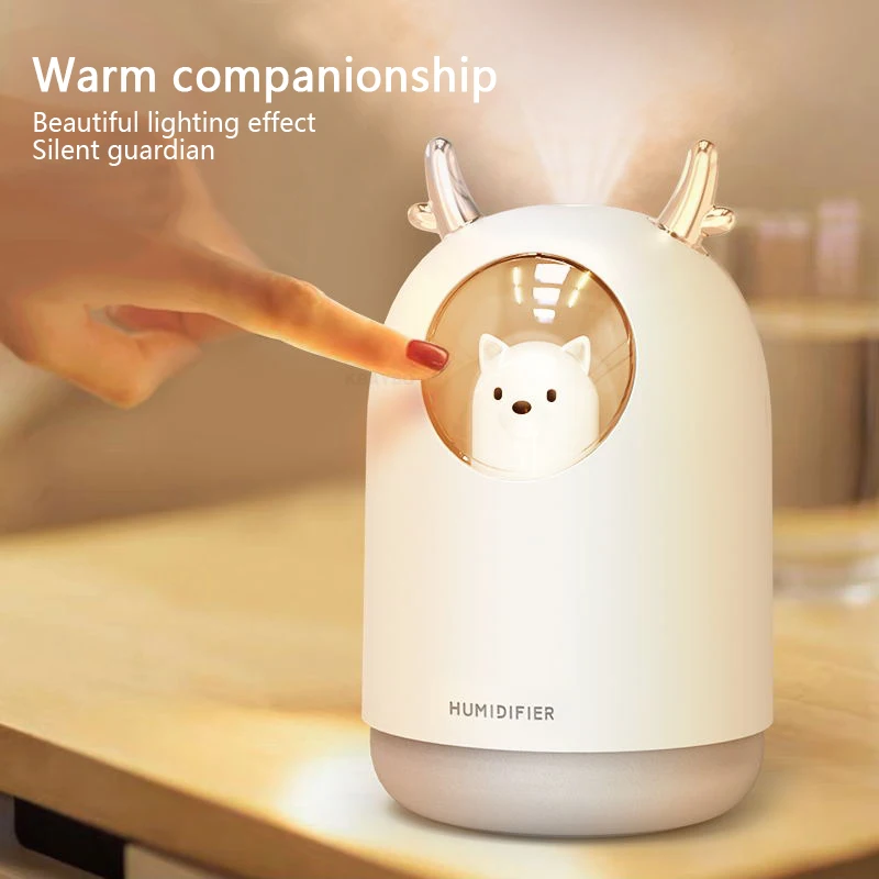 

KBAYBO 300ml cartoon mini USB ultrasonic humidifier aroma diffuser essential oil diffuser with 7 color LED night light