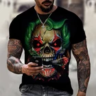 Футболка мужская, повседневная, с 3D-принтом черепа, лето 2021 г., XXS-6XL