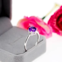 us stock uloveido amethyst solitaire ring 925 sterling silver 88mm certified purple gemstone wedding jewelry women fj201